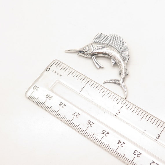 925 Sterling Silver Vintage Sailfish Pin Brooch - image 3