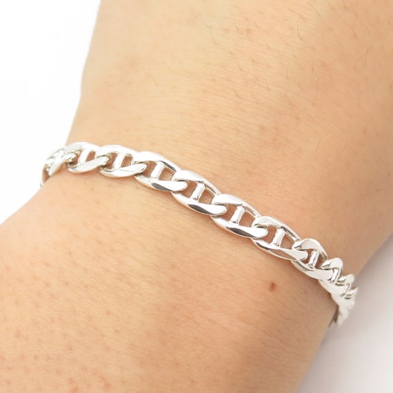 925 Sterling Silver Vintage Italy Anchor Mariner Link Bracelet - Etsy