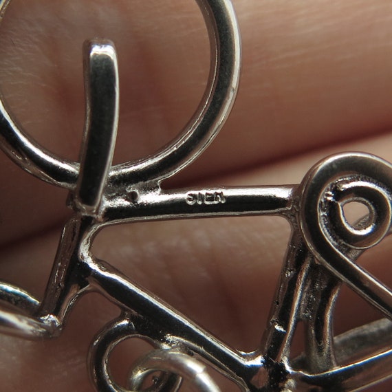 925 Sterling Silver Vintage Bicycle Charm Pendant - image 8