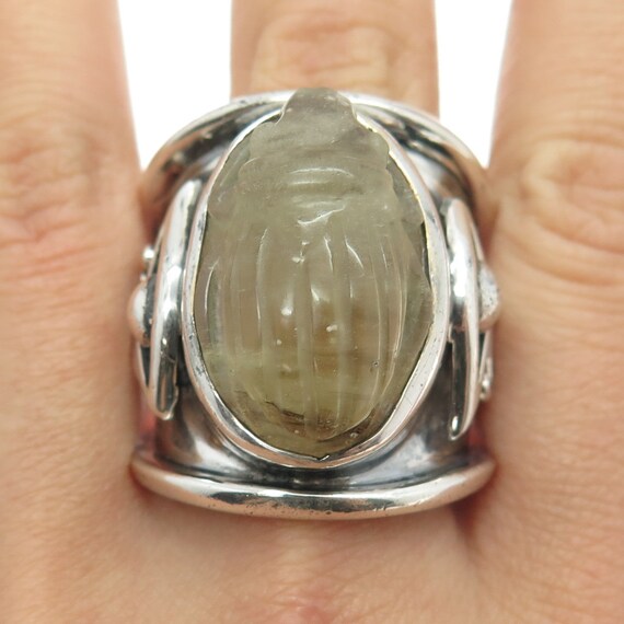 MERCURIOUS Sterling Silver Vintage Calcite Scarab… - image 3