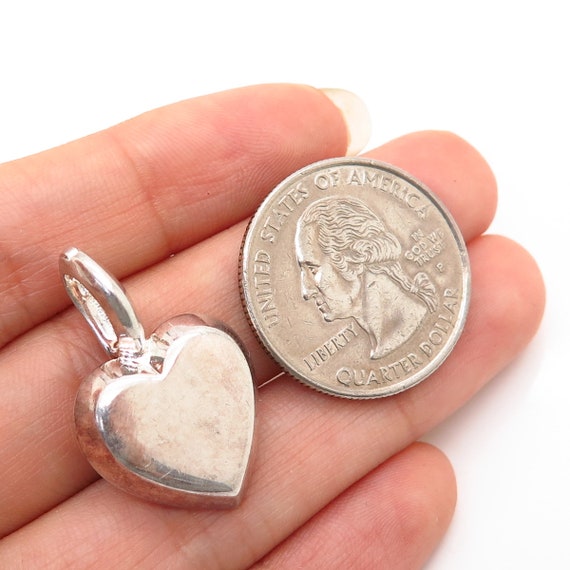 925 Sterling Silver Puffy Heart Design Pendant - image 3