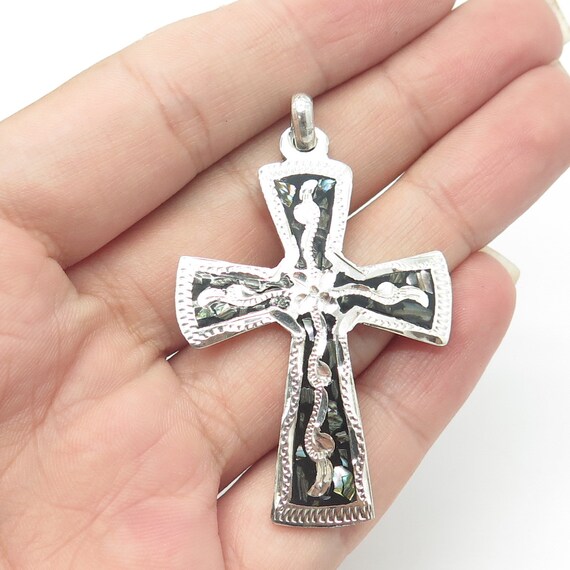 Cross Pendant Sterling Silver Filigree Diamond Design Antique Finish Cross Pendant Sterling Silver Filigree Diamond Design Antique Finish