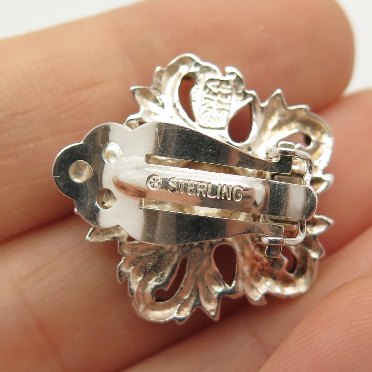 925 Sterling Silver Vintage MFA Floral Clip on Earrings - Etsy
