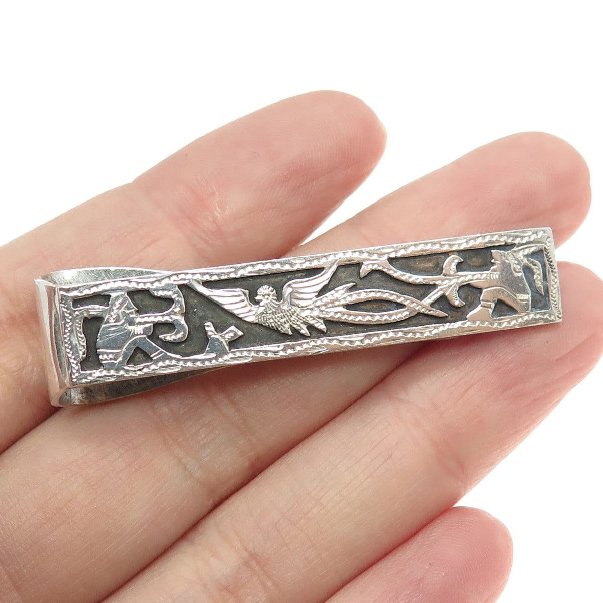 アンティーク雑貨 Indian Clip 900 Silver Vintage Guatemala Phoenix Bird Tie Clip - Etsy