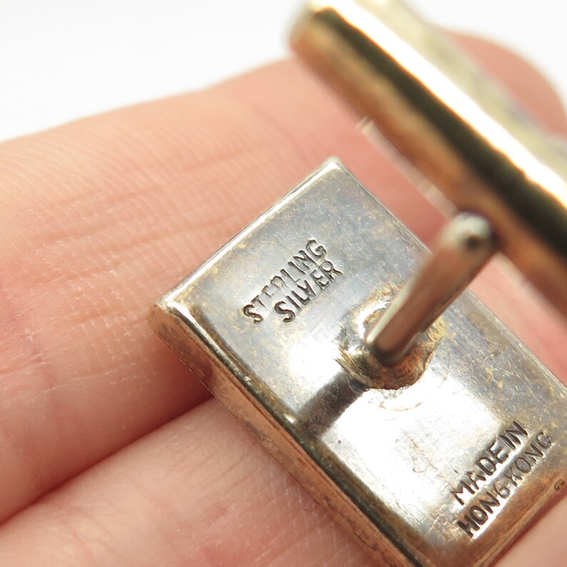 925 Sterling Silver Vintage Hong Kong Abacus Design Cufflinks