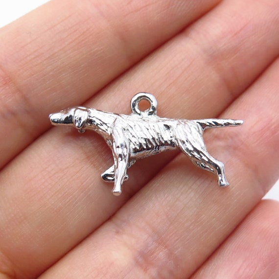 925 Sterling Silver Vintage Dog Charm Pendant - image 1