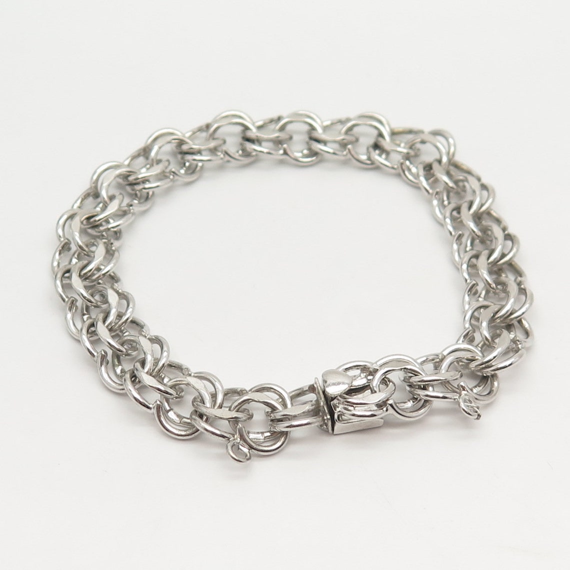 925 Sterling Silver Vintage Elco Double Rolo Link Bracelet | Etsy