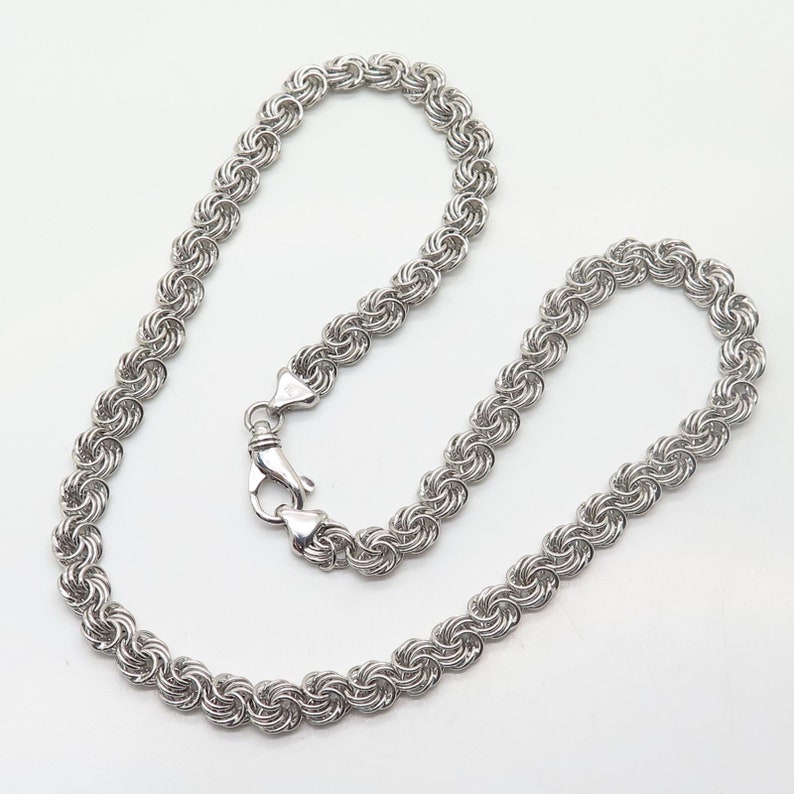 925 Sterling Silver Italy Flat Knot Design Chain Necklace Etsy