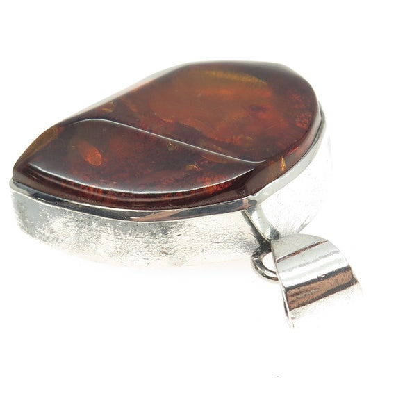 925 Sterling Silver Vintage Real Amber Modernist … - image 7