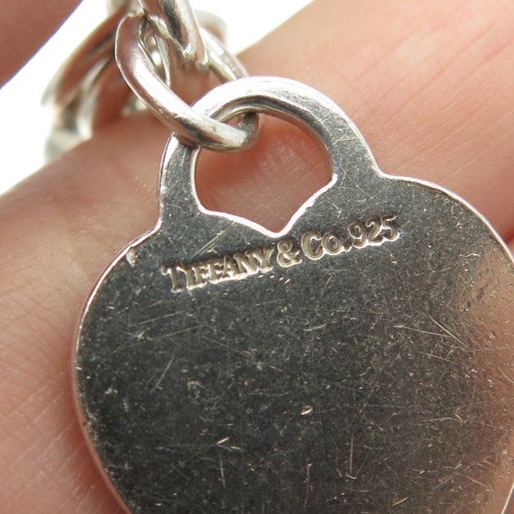 TIFFANY and CO. 925 Sterling Silver Vintage Heart Tag Rolo Link