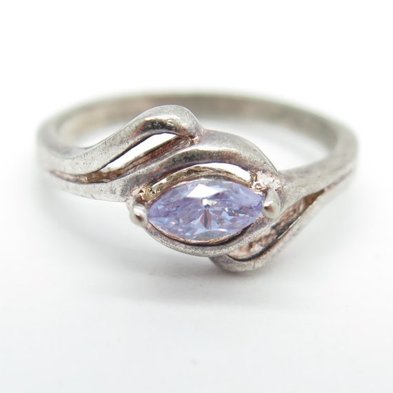 925 Sterling Silver Vintage Lavender C Z Ring Siz… - image 3
