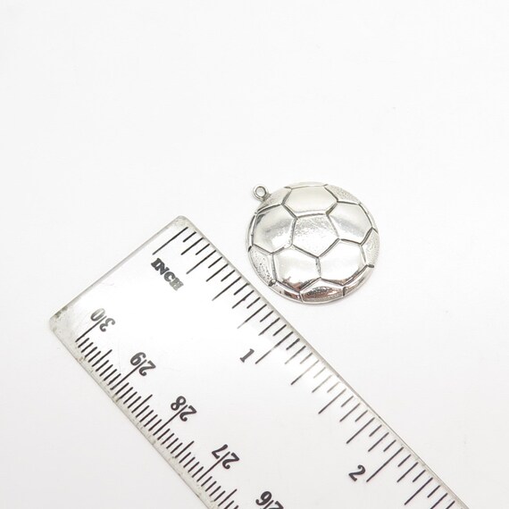 925 Sterling Silver Vintage Football Ball Pendant - image 3