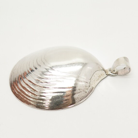 925 Sterling Silver Vintage Shell Hollow Pendant - image 5