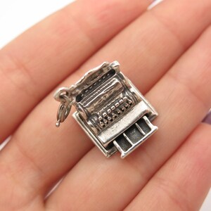 925 Sterling Silver Vintage Cashbox Charm Pendant image 1