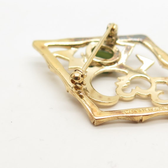 925 Sterling Silver Gold Plated Vintage Real Jade… - image 7