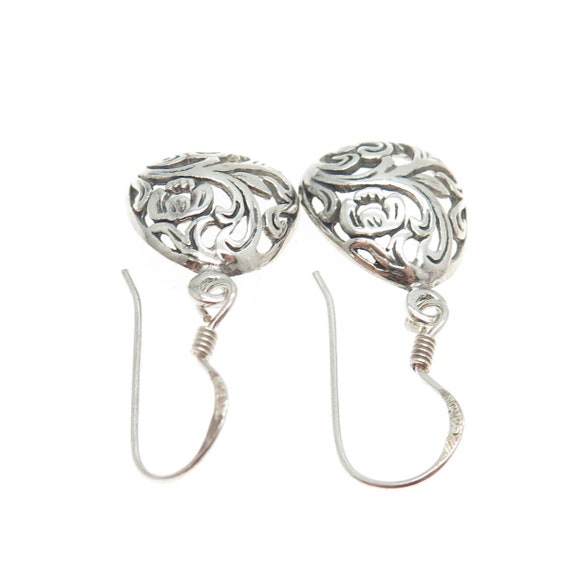 925 Sterling Silver Vintage Ornate Dangling Hook … - image 6