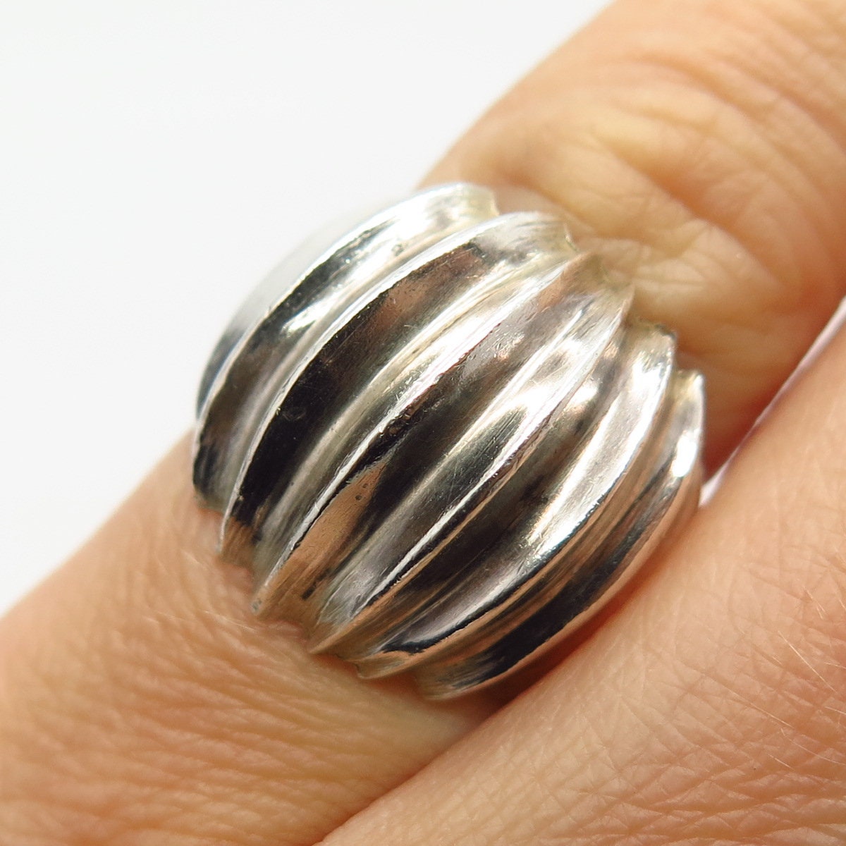 925 Sterling Silver Vintage Ribbed Design Ring Size 5 1/4 - Etsy