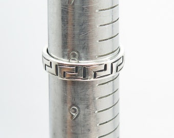 925 Sterling Silver Vintage Mexico Tribal Maze Band Ring Size 8.5