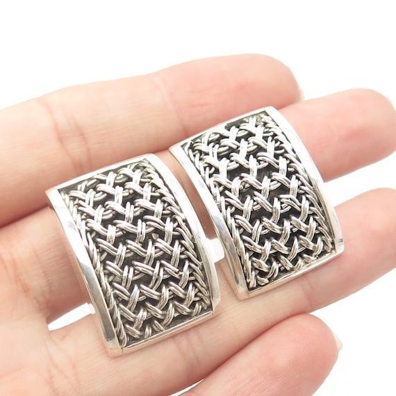 925 Sterling Silver Vintage Louis Hill Woven Clip… - image 1