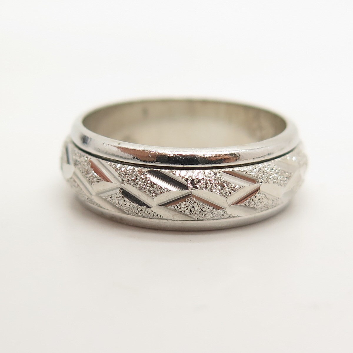 925 Sterling Silver Vintage Textured Rotating Band Ring Size 925 Sterling Silver Vintage Textured Rotating Band Ring Size