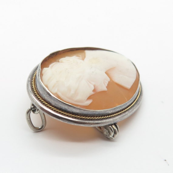 800 Silver / Gold Antique Real Mother-Of-Pearl Ca… - image 6