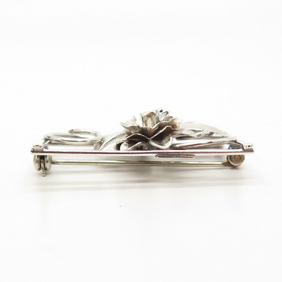 925 Sterling Silver Vintage Floral Design Pin Bro… - image 3