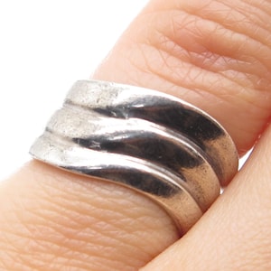 925 Sterling Silver Vintage Modernist Wavy Ring Size 5