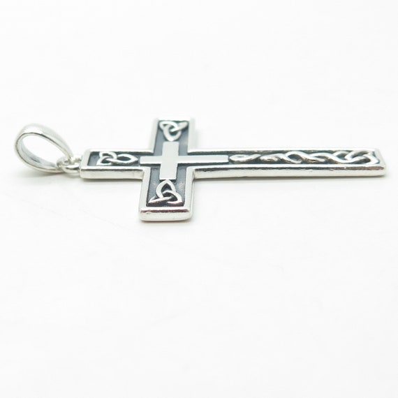 925 Sterling Silver Vintage Celtic Cross Pendant - image 5