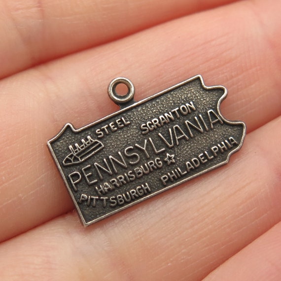 Pennsylvania State Charm Antiqued Sterling Silver Pennsylvania State Charm Antiqued Sterling Silver