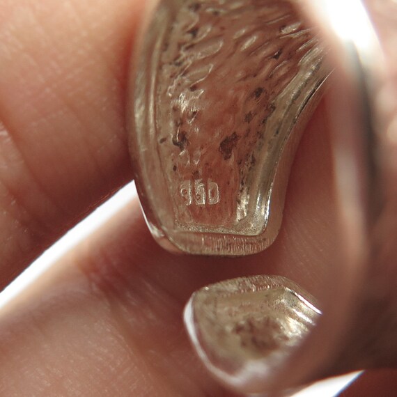 950 Silver Vintage Nugget Adjustable Cuff Ring Si… - image 8