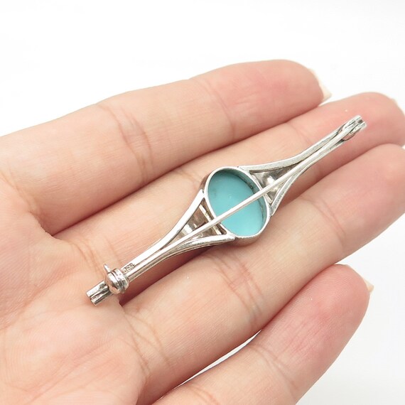 830 Silver Antique Art Deco Real Turquoise Gemsto… - image 2