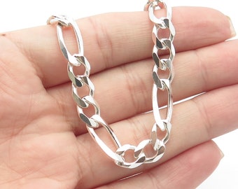 925 Sterling Silver Vintage Italy P. Lux Figaro Chain Necklace 20"