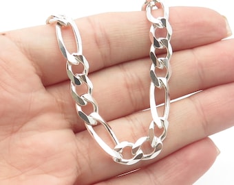 925 Sterling Silver Vintage Italy P. Lux Figaro Chain Necklace 20"