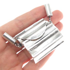 925 Sterling Silver Vintage Mexico Ladies Purse Pill Box Centerpiece Pendant