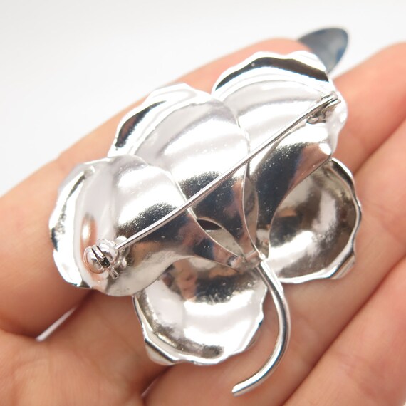 835 Silver Vintage Floral Pin Brooch - image 2