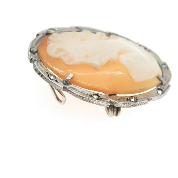 800 Silver Vintage Real Mother-of-Pearl and Marca… - image 5