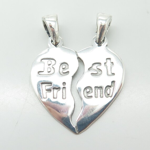 925 Sterling Silver Vintage Best Friends Heart Pe… - image 4