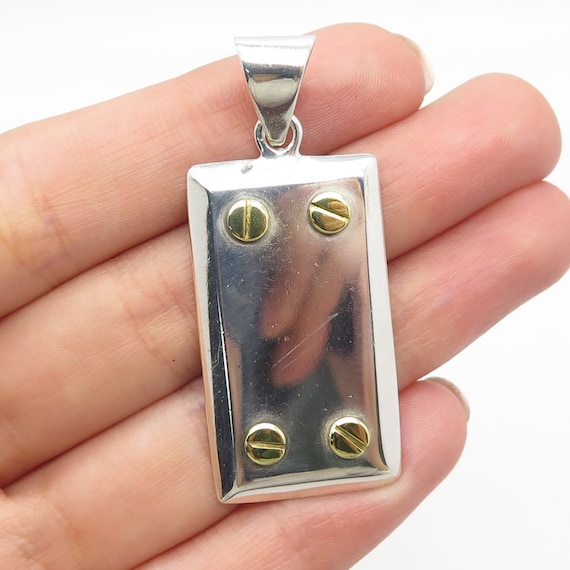 925 Sterling Silver 2-tone Vintage Mexico Pendant - Etsy