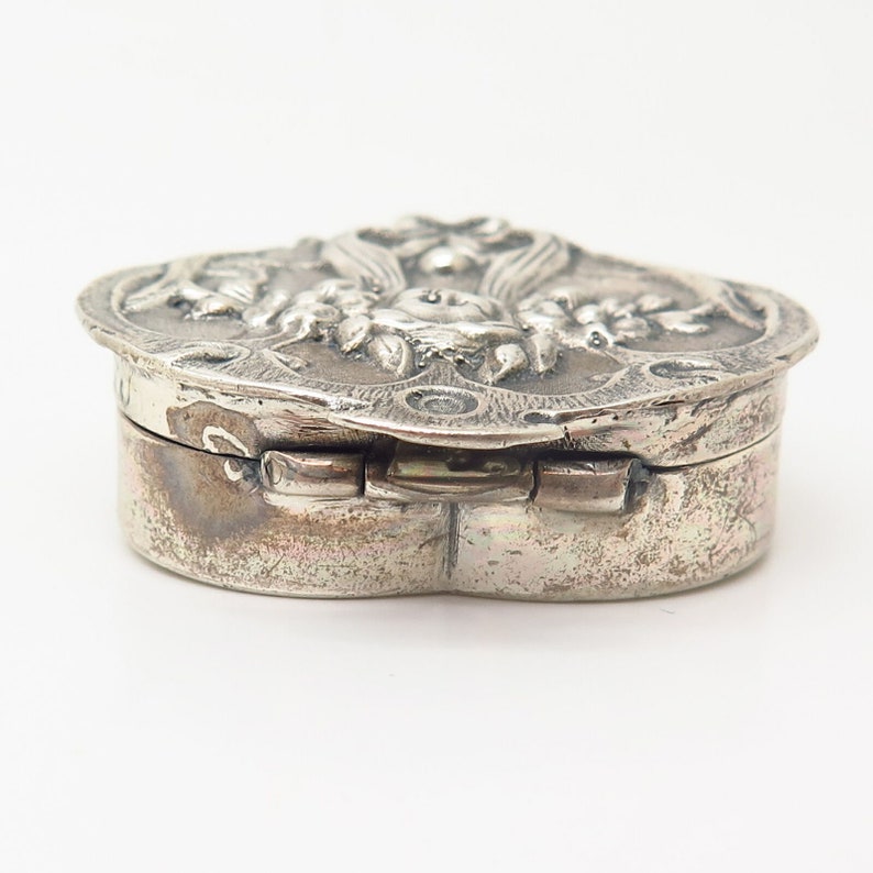 925 Sterling Silver Vintage Art Nouveau Style Pill Box