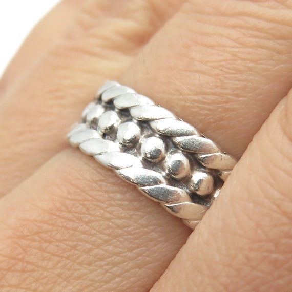 925 Sterling Silver Vintage Mexico Twisted Beaded… - image 2