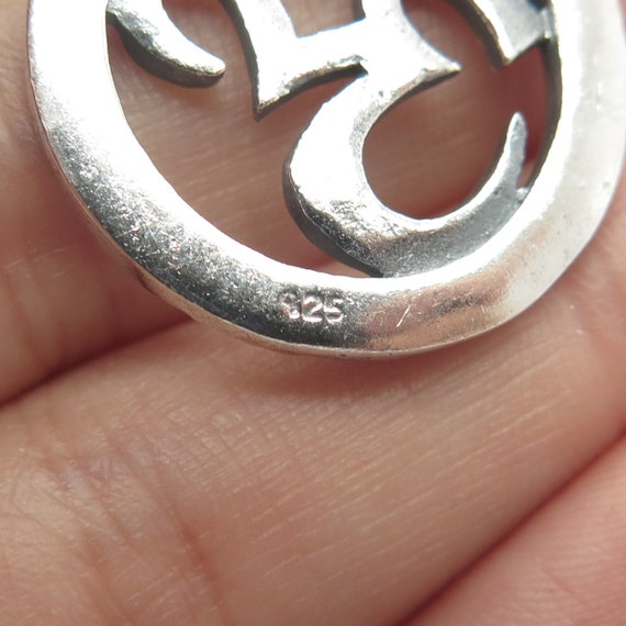 925 Sterling Silver Vintage Om Mantra Pendant - image 8