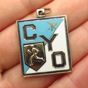925 Sterling Silver Vintage Enamel &quot;CYO Sport&quot; Tag Pendant