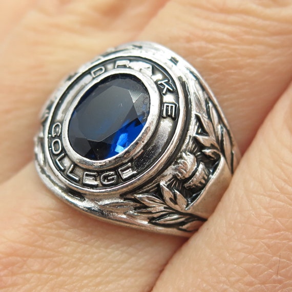 KINNEY 925 Sterling Vintage Lab-created Sapphire Drake College
