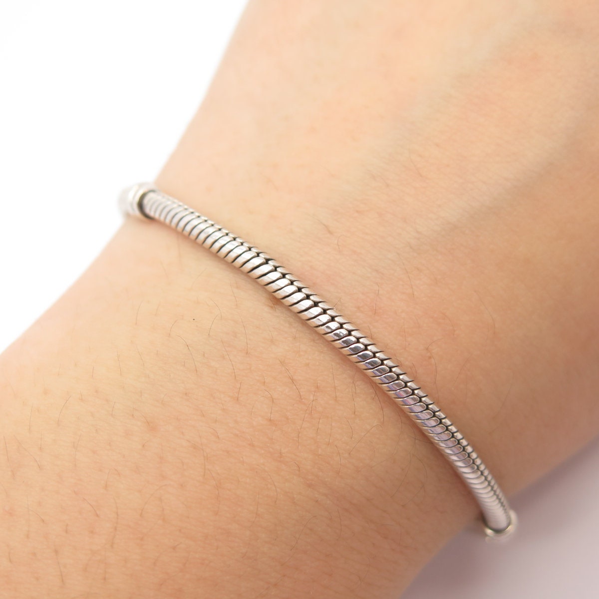 925 Sterling Silver Vintage Pandora Blue C Z Snake Link