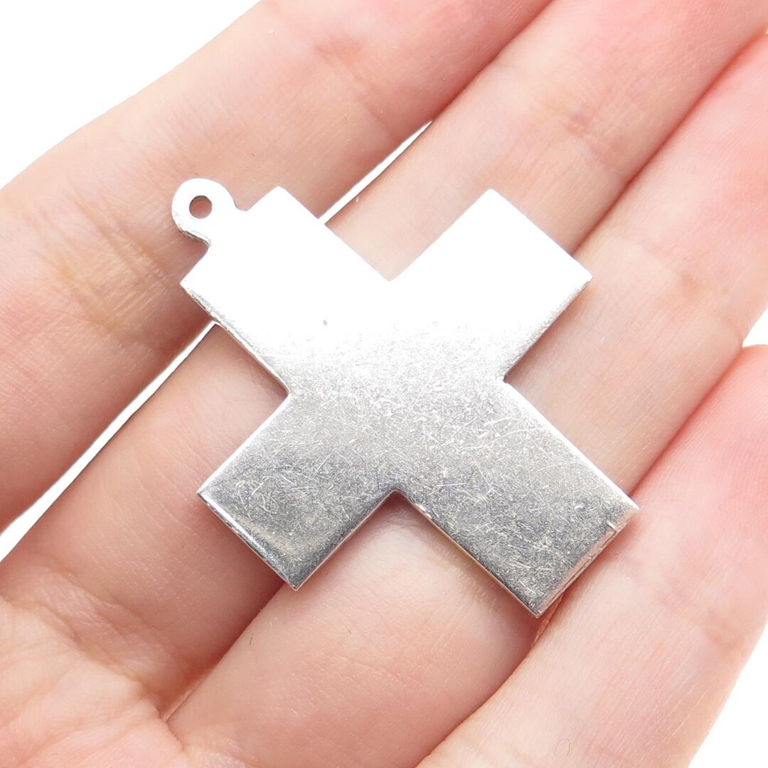 950 Silver Vintage Cross Religious Charm Pendant - Etsy
