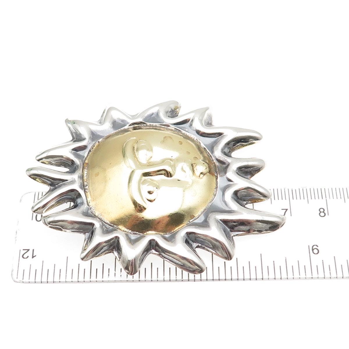 Sun Face Pin 925 Sterling Silver 2-tone Vintage Mexico Sun Face Pin Brooch - Etsy
