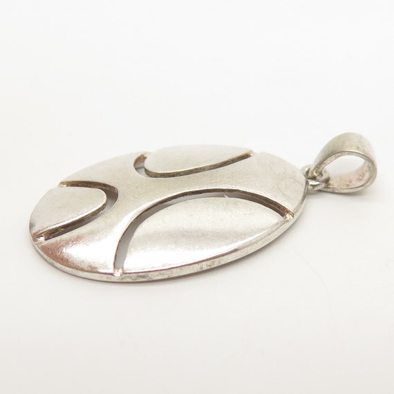 925 Sterling Silver Vintage Cutout Oval Pendant - image 5