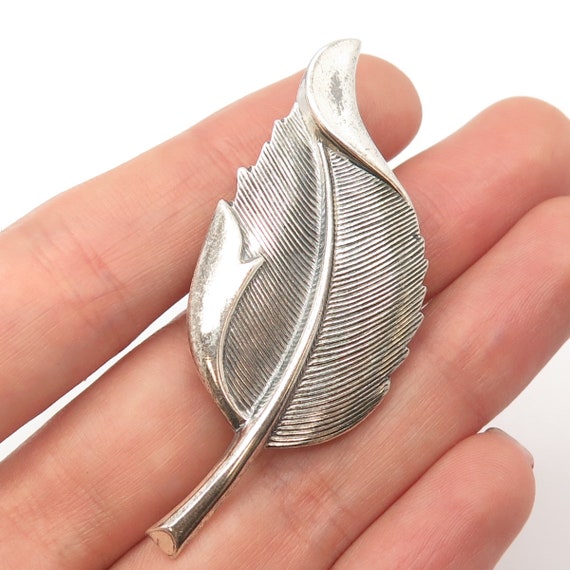925 Sterling Silver Vintage Jewelart Leaf Pin Bro… - image 1