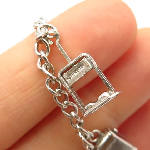 925 Sterling Silver Vintage Assorted Charms Cable… - image 7