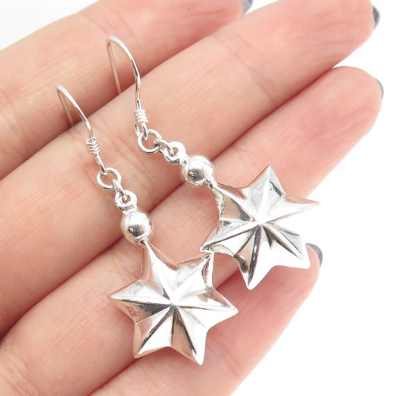 925 Sterling Silver Vintage 6-Pointed Army Star E… - image 1